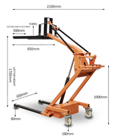 Chariot élévateur électrique portable XINGZHI 500 kg, batterie lithium-ion 24 V/20 Ah, moteur DC 800 W, pneus pleins, manutention de fûts d'huile, levage 85 cm