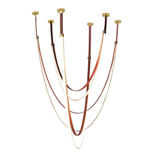 Modern Sanatsal Deri Kemer Tavan Lambası Demir Çerçeveli 6000K Gün Işığı <span class=keywords><strong>LED</strong></span> Avize Yemek Odası İçin 3 Yıl Garantili - Product Image 2