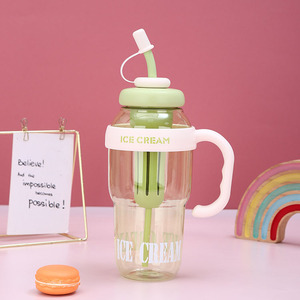 高価値C33大容量使い捨て茶用プラスチックカップ、キャンプ用ストロー付き、女の子向け香り付きアイスキャップ付き、直接飲めるタイプ - Product Image 2
