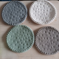 Plateau à encens personnalisé en céramique en forme de biscuit - Surface mate granulée, bord perlé, sous-verre multifonctionnel / accessoire photo - OEM
