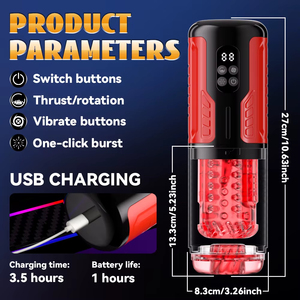 Masturbateur masculin automatique à rotation télescopique, godet <span class=keywords><strong>de</strong></span> masturbation pour hommes, simulation numérique LCD, masturbateur effet fellation, jouet sexuel pour hommes - Product Image 2