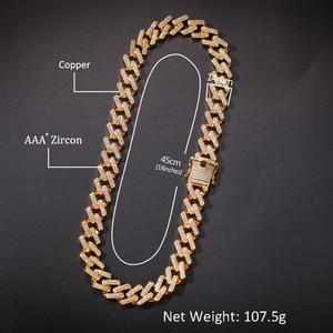 UWIN Hip Hop 14mm CZ Miami Cadena <span class=keywords><strong>de</strong></span> eslabones cubanos Oro Rodio Chapado en oro rosa Diamante Cadena cubana <span class=keywords><strong>para</strong></span> hombres - Product Image 3