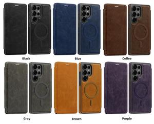 Per <span class=keywords><strong>Samsung</strong></span> S25 Edge S25U Flip <span class=keywords><strong>Cover</strong></span> in pelle S23 Plus Business Case con Slot per schede magnetiche compatibile con telefono cellulare S24U - Product Image 1