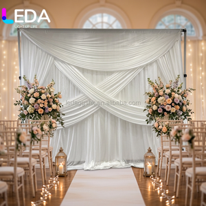 LEDA Rideaux en tissu blanc élégants à croisillons pour mariage, toile de fond pour décoration de scène événementielle - Product Image 2