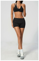 Nouvel ensemble de tenue de yoga en Spandex/Nylon à pois, débardeur à col halter, design deux pièces, ensemble de sport à séchage rapide pour la course à pied