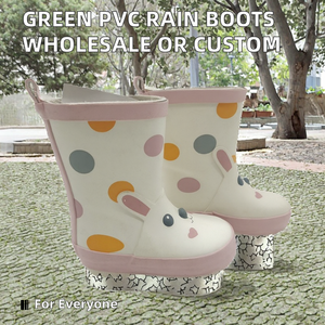 Bottes de pluie unisexes en PVC avec doublure en maille PVC de couleur verte, semelle extérieure en PVC, vente en gros ou sur mesure - Product Image 2