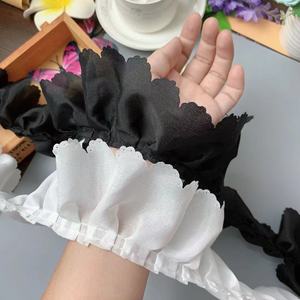 6CM di larghezza eco-friendly poliestere nero bianco plissettato pizzo ricamato accessori indumento colletto gonna polsino abbigliamento - Product Image 1