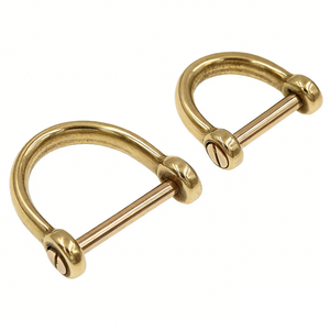Manilles en D forgées en laiton avec goupille de sécurité, boucle fer à cheval, <span class=keywords><strong>manille</strong></span> en D robuste en laiton massif - Product Image 1