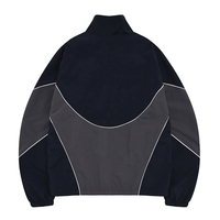 Blouson de survêtement rétro en nylon brodé avec logo personnalisé zippé et passepoil veste d'extérieur softshell vierge coupe-vent pour hommes