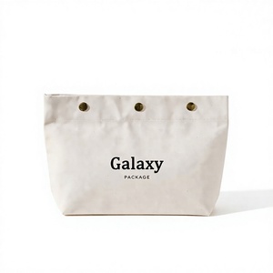 Customized Logo Eco-Friendly Reusable Canvas Snap <b>Bag</b> <b>Small</b> Foldable Lightweight <b>Travel</b> Makeup Storage for Daily Care Cosmetics - Product Image 1