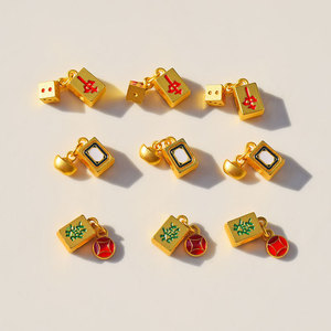 Chinese Style Mahjong Tile Lucky <b>Charm</b> Spacer <b>Beads</b> Oil Dripping Zinc Alloy Unisex DIY <b>Bracelet</b> Jewelry Accessories - Product Image 3