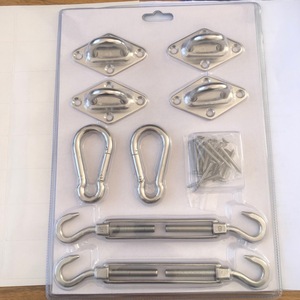 Kit d'accessoires pour voile d'ombrage en acier inoxydable 304, type crochet M5M6M8, emballé sous blister, tendeur de tente extérieure, usage général - Product Image 1