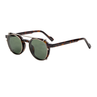 Lunettes de soleil unisexes à monture ronde en acétate, design de marque, pour femmes et hommes, avec verres rabattables