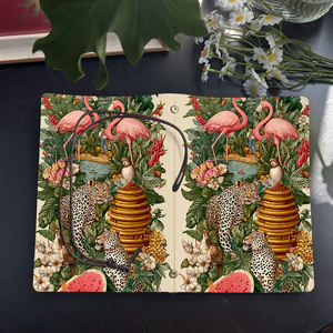 Carnet rétro A6 avec pendentif feuille Cadeau du vendredi noir pour les clients afin de stimuler les liens d'affaires avec Flamingo Leopard Owl Bee Hive - Product Image 4
