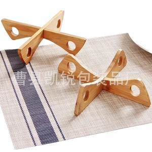 Bamboo Pot <b>Rack</b> Cross Shape Heat Resistant Support For Kitchen <b>Dish</b> Draining <b>Rack</b> - Product Image 5