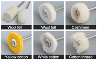 Jeu de roues de polissage de 1 pouce, tige de 3mm montée sur feutre de laine et coton pour accessoires d'outils rotatifs, mini kit de polissage de brosse