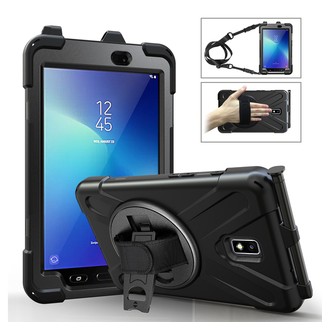 Heavy Duty Rugged and Defender case with Hands Strap for Samsung Galaxy Tab Active 2 8.0 Inch SM-T390 SM-T395