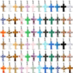 Collier en croix de pierres précieuses polies en cristal de qualité supérieure, quartz <span class=keywords><strong>clair</strong></span> et améthyste, favori des clients, idéal pour les cadeaux d'anniversaire - Product Image 5