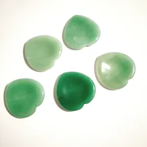 DIY wholesale natural green aventurine gemstone engraved custom words heart shape patterns worry stone shiatsu massager