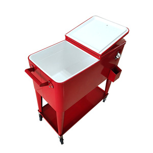 Chariot isotherme vintage en métal de haute qualité 80QT pour boissons d'extérieur avec ouvre-bouteille et palette, idéal pour bière, cola, lait - Product Image 4