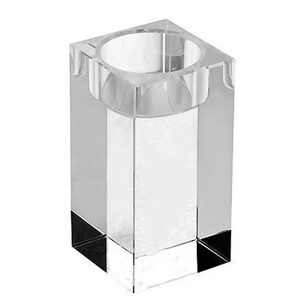Portacandele a forma di luce da tè con diamante rotondo per matrimonio creativo portacandele Vintage in cristallo - Product Image 6