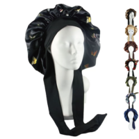 Salon de coiffure Écharpe Wraps Nuit Sommeil Soins Grande Tresse Satin Imprimé Bande Élastique Turban Sommeil Cap Cheveux Casual Soie Bonnet
