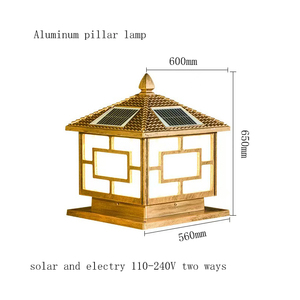 <span class=keywords><strong>Poteau</strong></span> de jardin LED étanche à pilier <span class=keywords><strong>solaire</strong></span> classique pour l'extérieur avec alimentation CA en aluminium - Product Image 6