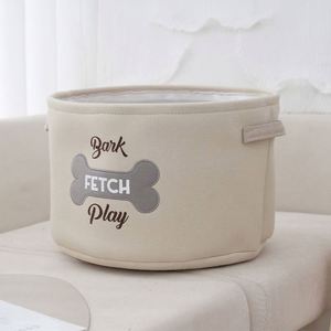 Boîtes de rangement pliables rectangulaires en tissu de coton, grandes boîtes de rangement pour jouets avec poignées - Product Image 2