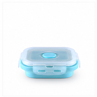Boîte à lunch carrée mini pliable en silicone, compatible micro-ondes, avec couvercle verrouillable, pour la préparation des repas et les voyages (vente en gros)