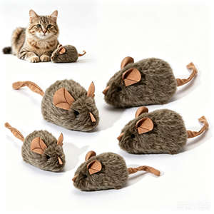 Juguete para Mascotas de <span class=keywords><strong>Ratón</strong></span> Realista de Piel Sintética con Sonido, Resistente a Mordidas, Juguete de Caza Relleno para Reducir el Comportamiento Destructivo de Gatos en el Hogar - Product Image 1