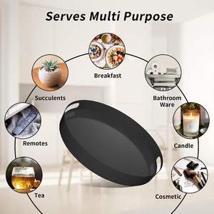 Elegante bandeja decorativa con superficie resistente a los arañazos y estilo contemporáneo para exhibir centros de mesa o servir bebidas - Product Image 5
