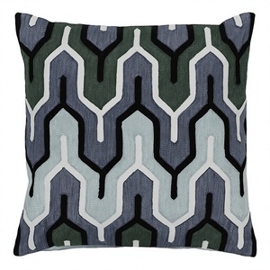 Luxury Design Wool Handmade Crewel Embroidery Wool Chain Stitched Cushion <b>Cover</b> <b>For</b> <b>Sofa</b> Couch Living Room Hot Selling Product - Product Image 1