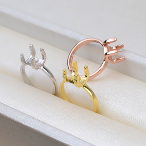Anillo de Plata S925 con Cuatro Garras, Anillo Abierto para Mujer, Anillo de Dedo con Perla de 7-7.5 mm, Accesorios de Joyería DIY, Semiterminado 1886 - Product Image 3
