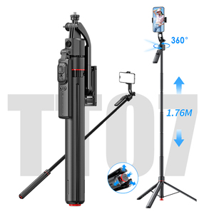 Trépied perche à <span class=keywords><strong>selfie</strong></span> IA de 1,76 m avec suivi du visage, en alliage d'aluminium escamotable pour Vlog et télécommande magnétique TT07 - Product Image 1