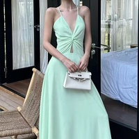 Robe de bal longue pour femmes élégante de haute qualité, robe de soirée décontractée sexy dos nu à épaules dénudées et col en V de couleur unie