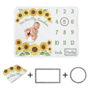 Couverture de photo de flanelle polyester personnalisée pour nouveau-né couverture de jalon mensuelle pour bébé couverture de jalon super douce pour bébé - Product Image 2