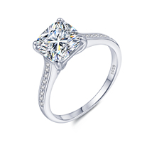 Bague de Fiançailles et de Promesse en Argent Sterling S925 pour Femme, Certifiée GRA, Moissanite Taille Asscher 2,5 Carats Couleur D, Vente en Gros Usine