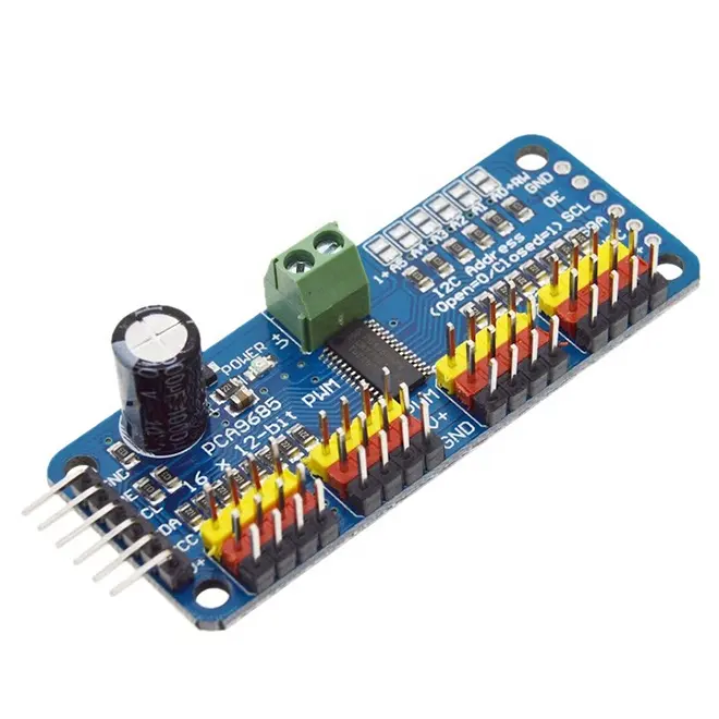 16-Channel PWM Servo Kemudi Gear Drive Papan Robot Controller IIC Antarmuka Modul Driver PCA9685