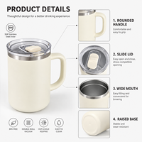 Taza de Café de Acero Inoxidable de Doble Pared de 473 ml, OEM ODM, Logotipo Personalizado, Color, Material y Empaque para Pedidos al por Mayor
