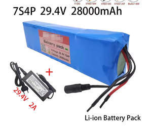 24V 7S4P 18650 28Ah Rechargeable <b>Lithium</b> <b>Ion</b> <b>Battery</b> <b>Pack</b> with 29.4V Charger Made in China - Product Image 2