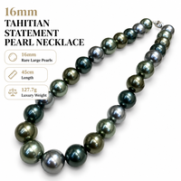 Colliers de perles de Tahiti noires authentiques de luxe en gros, qualité AAAAA, brillance métallique intense, perles rondes d'eau de mer