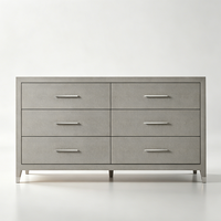 Commode à 6 tiroirs en cuir gaufré personnalisée, finition écologique, style classique et luxueux, pour aménageurs intérieurs
