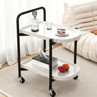 Table Basse Mobile Multifonctionnelle Moderne en Bois Écologique et Fer, avec Chariot de Rangement, Facile à Nettoyer