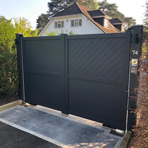 Çift Kanatlı Alüminyum Giriş Kapısı Otomatik Akıllı Kilit Koyu Gri Jet Siyah Balık Sırtı Çıta Kapı Lüks Ev Dış Cephesi İçin - Product Image 4