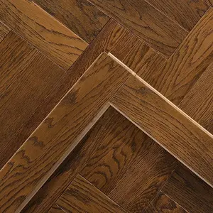 HANFLOR 2024 Nuevo Parquet Europeo de Roble Herringbone Suelo de Madera Oscura Parquet Suelo de Madera