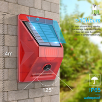 Luz estroboscópica solar con detector de movimiento, control remoto, lámpara de alarma solar, sirena de seguridad con sonido de 129db, luces impermeables IP65