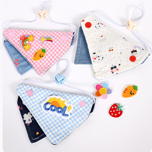 Babero Triangular para Gato, de Algodón Puro, con Bloques de Color, Bordado, Estilo Patchwork, para Todas las Estaciones, Ropa para Mascotas - Product Image 2