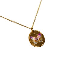 Kalung Liontin Koin Vintage Berlapis Emas dengan Pesona Angsa, Kupu-kupu, dan Bunga, Rantai Baja Anti Karat yang Ramping, Perhiasan Wanita Gaya Boho untuk Sehari-hari