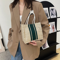 Nouveau Sac Fourre-tout en Toile de Jute et Lin pour Femme, Grande Taille, Personnalisable avec Logo et Lettres, Couleurs au Choix, Idéal Plage et Shopping