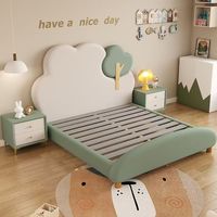 Lits pour enfants en bois massif et cuir avec un design mignon en forme d'animal pour les chambres des filles et des garçons, lit en forme d'arbre